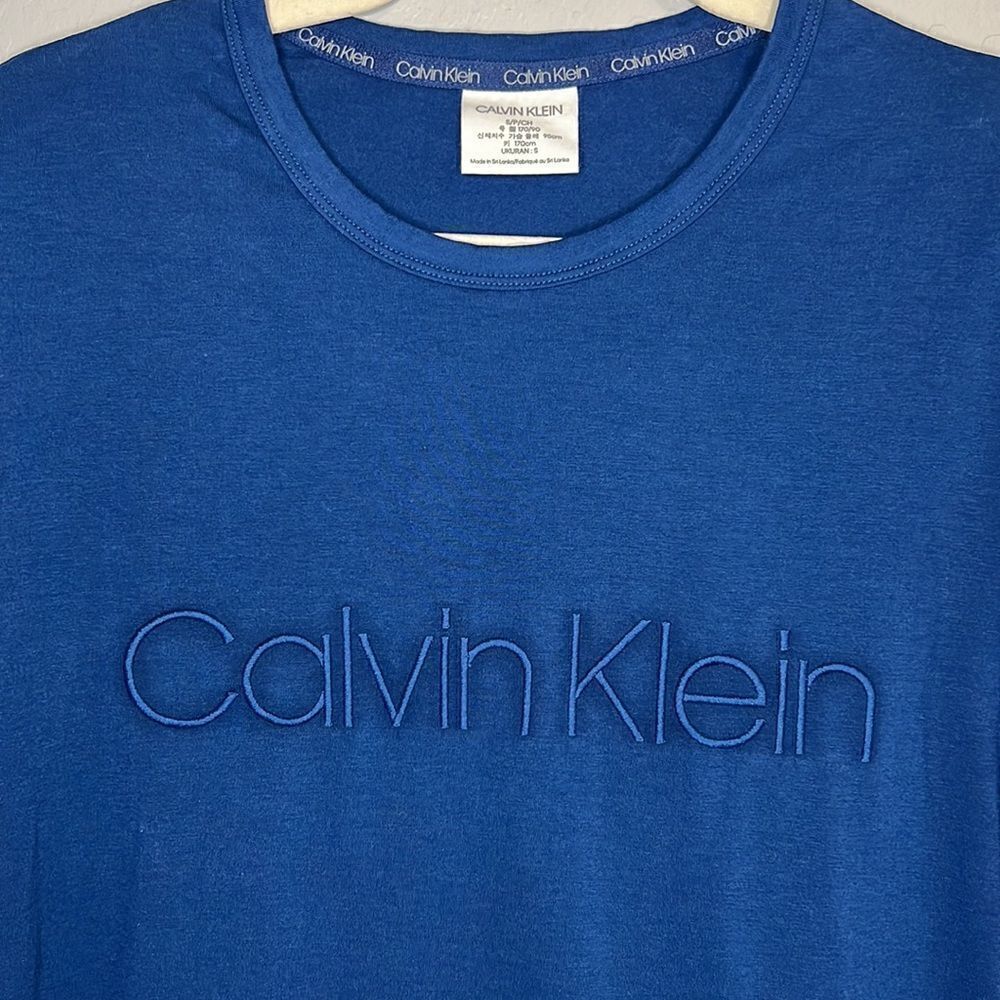 Calvin Klein Men’s Sleepwear Blue Short Sleeve Logo Tee Size Small - Picture 9 of 9